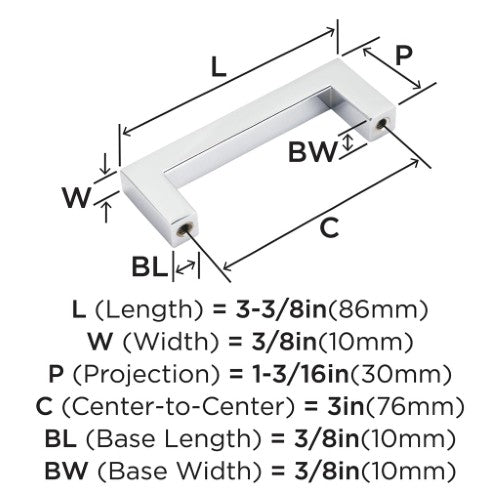 Monument Aluminum Polished Chrome Cabinet Pull 9
