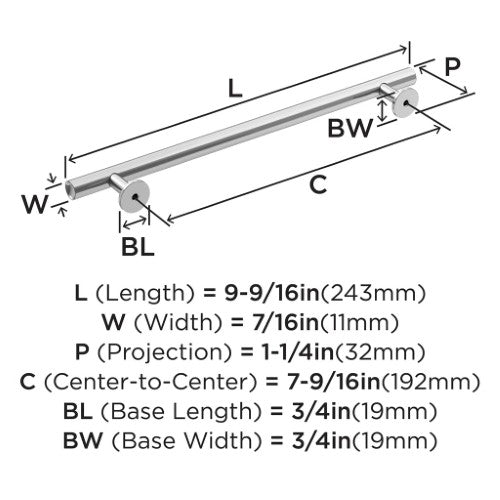 Radius Stainless Steel Polished Chrome Cabinet Pull 13