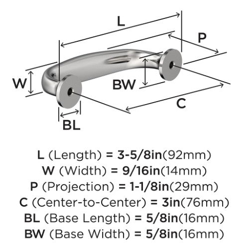 Renown Zinc Polished Chrome Cabinet Pull 9