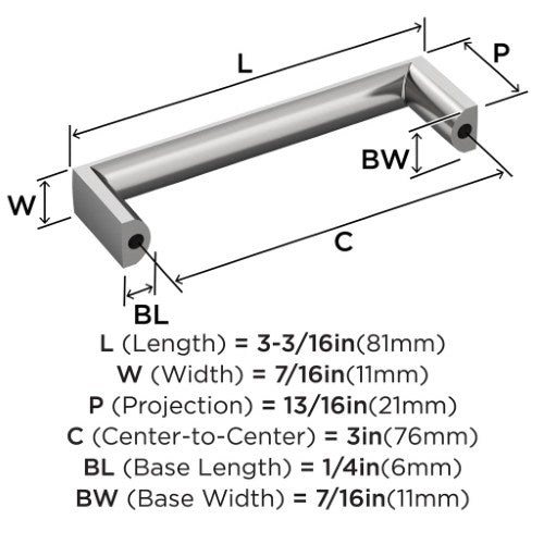 Metro Zinc Polished Chrome Cabinet Pull 8