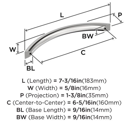 Parabolic Zinc Polished Chrome Cabinet Pull 8