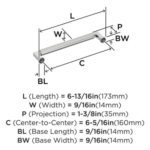 Ballard Zinc Polished Chrome Cabinet Pull 14