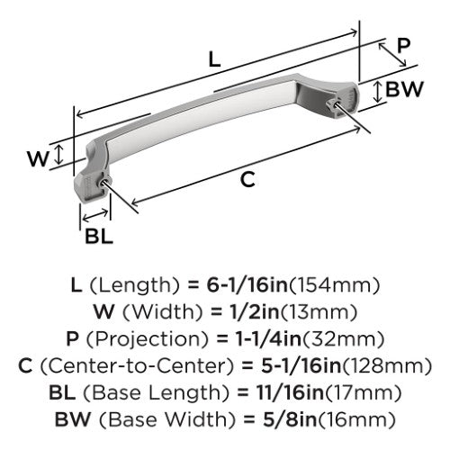 Bellamy Zinc Polished Chrome Cabinet Pull 11
