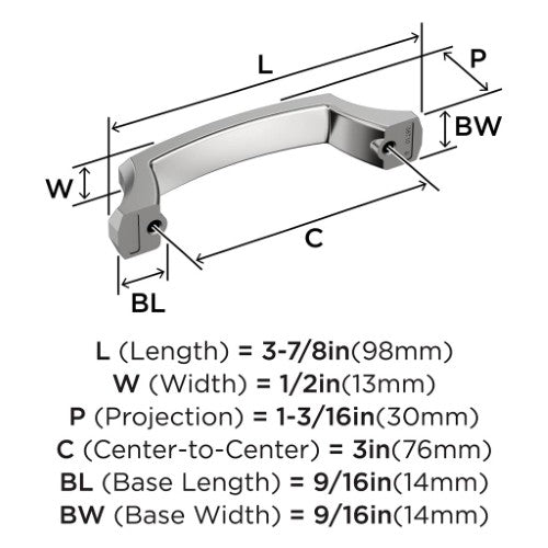 Bellamy Zinc Polished Chrome Cabinet Pull 13