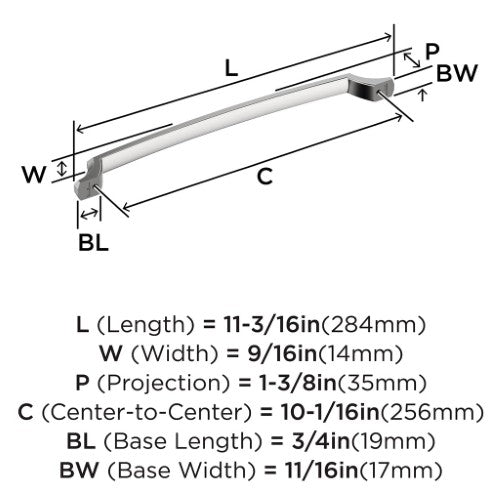 Bellamy Zinc Polished Chrome Cabinet Pull 14