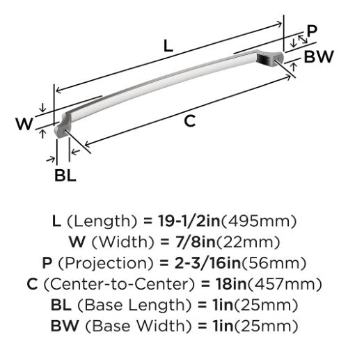 Bellamy Zinc Polished Chrome Appliance Pull 4