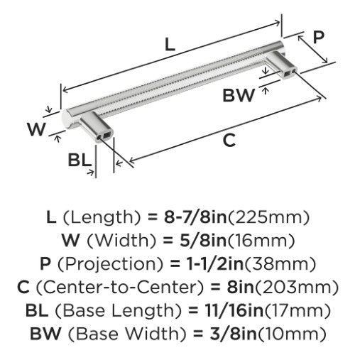 Bronx Zinc & Stainless Steel Polished Chrome Cabinet Pull 10