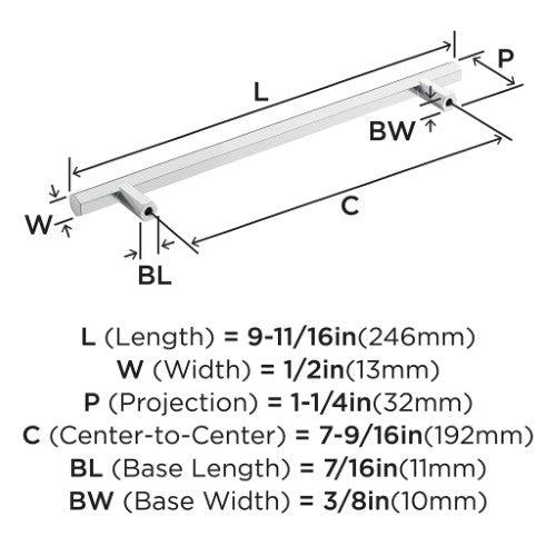 Caliber Zinc Polished Chrome Cabinet Pull 13