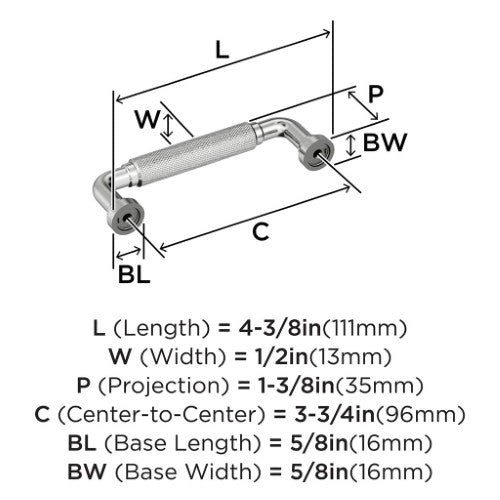 Collet Zinc Polished Chrome Cabinet Pull 10