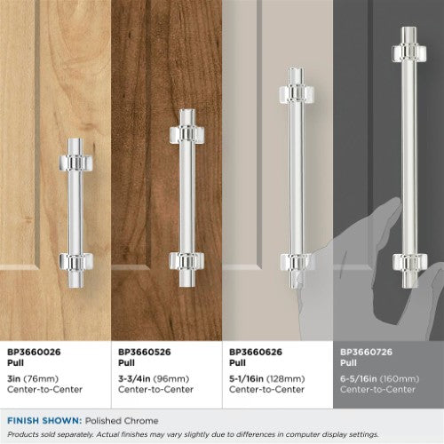 Davenport Zinc Polished Chrome Cabinet Pull 38