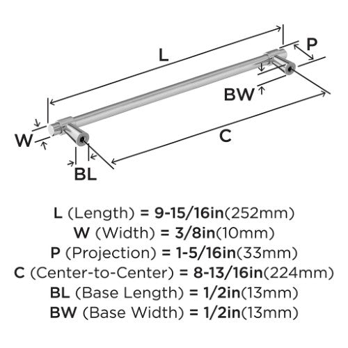 Destine Zinc Polished Chrome Cabinet Pull 13