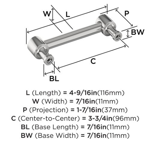 Dupont Circle Zinc Polished Chrome Cabinet Pull 12