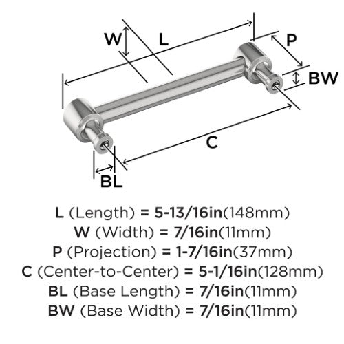 Dupont Circle Zinc Polished Chrome Cabinet Pull 16