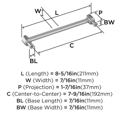 Dupont Circle Zinc Polished Chrome Cabinet Pull 14