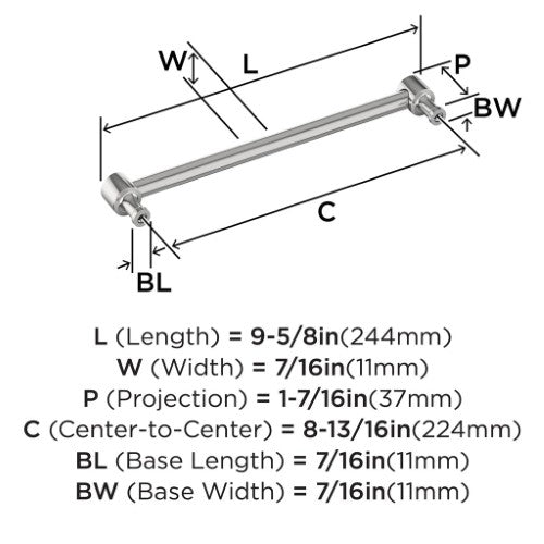 Dupont Circle Zinc Polished Chrome Cabinet Pull 15