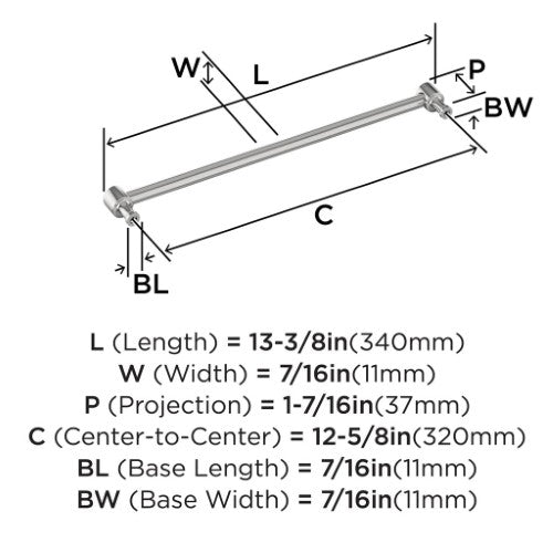 Dupont Circle Zinc Polished Chrome Cabinet Pull 10