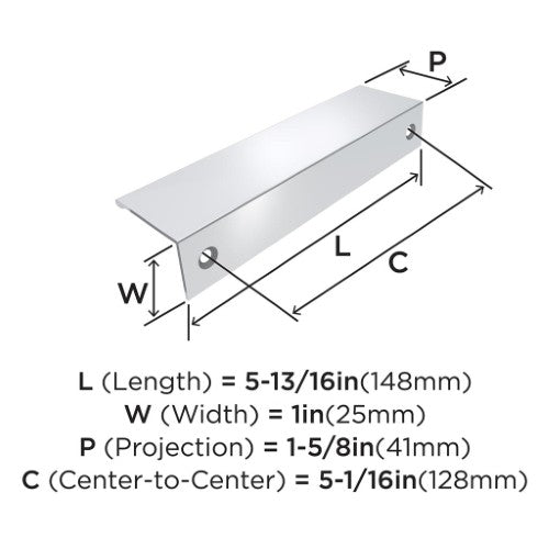 Edge Pulls Aluminum Polished Chrome Cabinet Pull 6