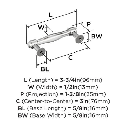 Enlivity Zinc Polished Chrome Cabinet Pull 9