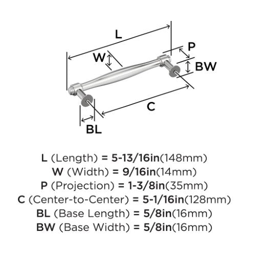 Enlivity Zinc Polished Chrome Cabinet Pull 14