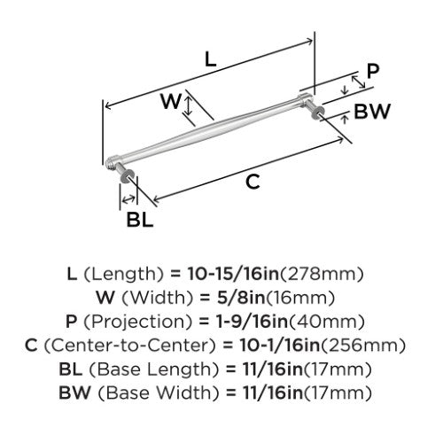Enlivity Zinc Polished Chrome Cabinet Pull 11