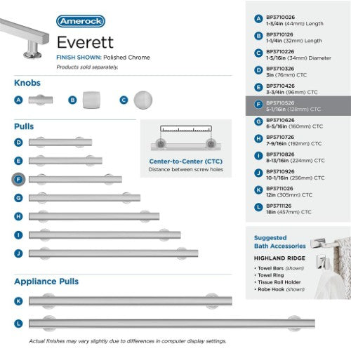 Everett Zinc Polished Chrome Cabinet Pull 39