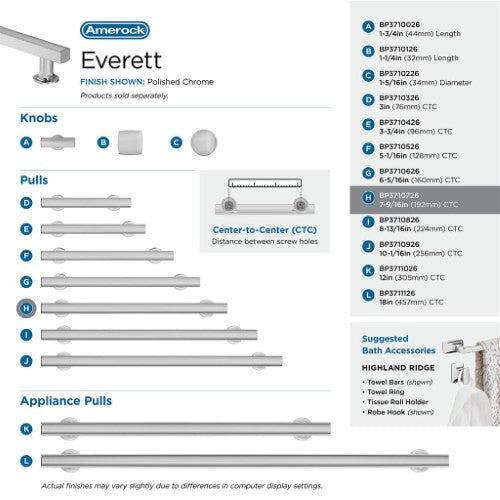 Everett Zinc Polished Chrome Cabinet Pull 43