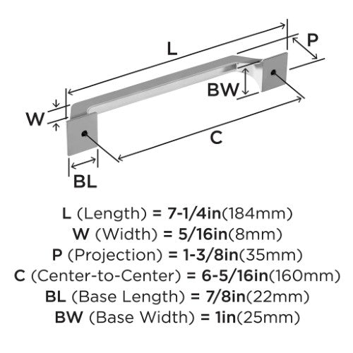 Exceed Zinc Polished Chrome Cabinet Pull 12