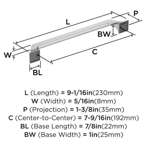 Exceed Zinc Polished Chrome Cabinet Pull 16