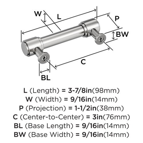 Faircrest Zinc & Steel Polished Chrome Cabinet Pull 11