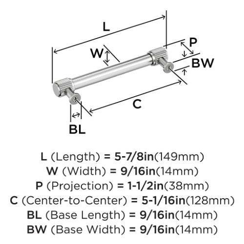 Farewind Zinc Polished Chrome Cabinet Pull 13