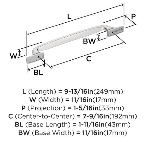 Highland Ridge Zinc Polished Chrome Cabinet Pull 13