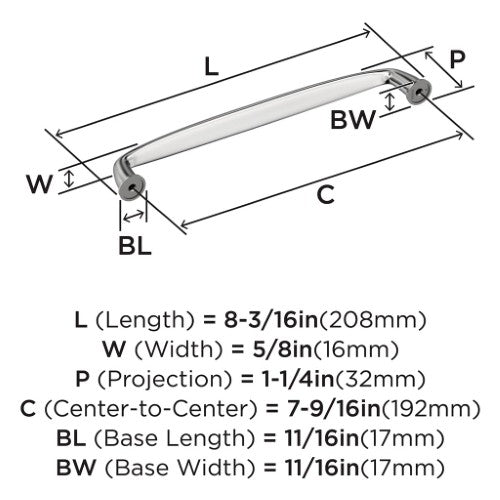 Kane Zinc Polished Chrome Cabinet Pull 16