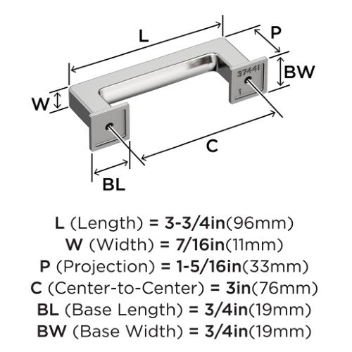 Lintel Zinc Polished Chrome Cabinet Pull 11