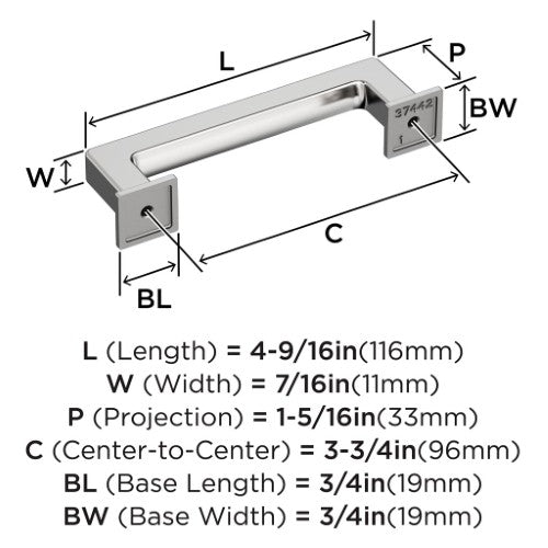 Lintel Zinc Polished Chrome Cabinet Pull 12