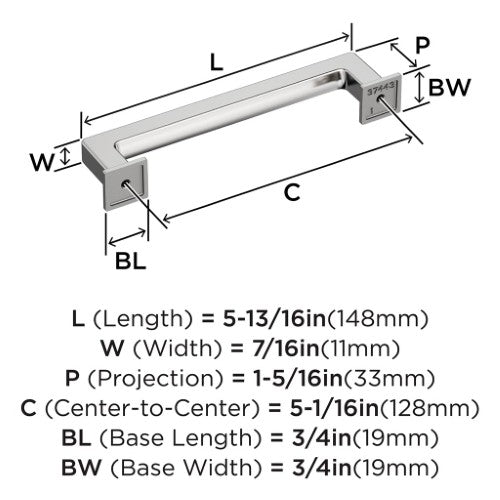 Lintel Zinc Polished Chrome Cabinet Pull 13