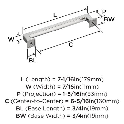 Lintel Zinc Polished Chrome Cabinet Pull 14