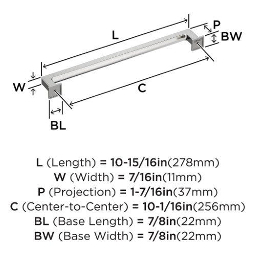 Lintel Zinc Polished Chrome Cabinet Pull 9