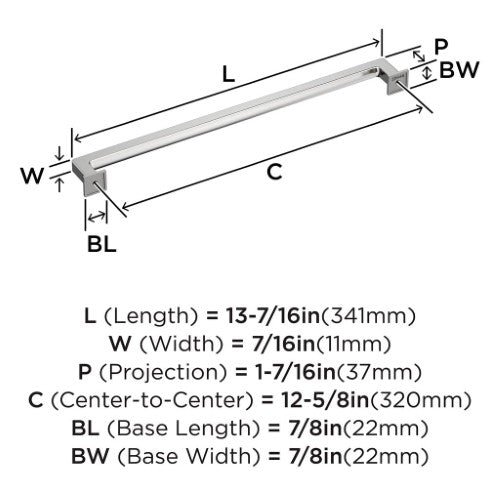 Lintel Zinc Polished Chrome Cabinet Pull 10