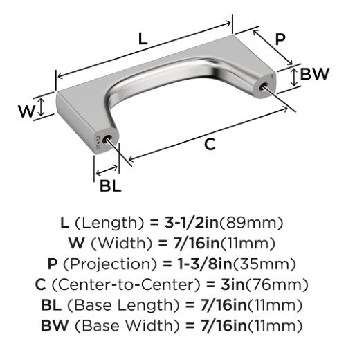 Merced Zinc Polished Chrome Cabinet Pull 11