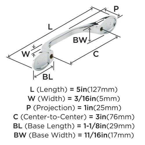 Ravino Zinc Polished Chrome Cabinet Pull 5