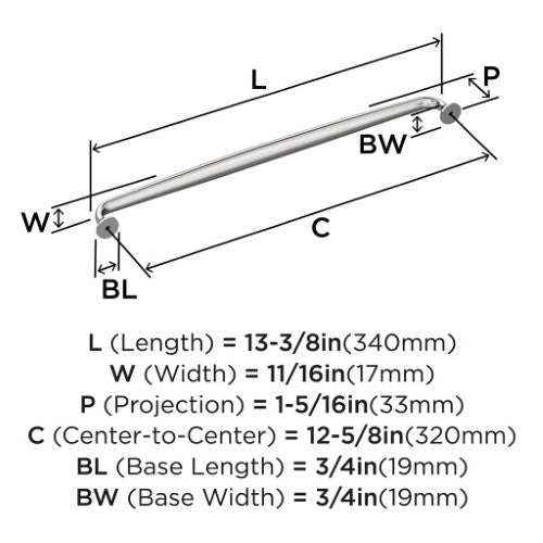 Renown Zinc Polished Chrome Cabinet Pull 16