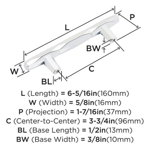 St. Vincent Zinc Polished Chrome Cabinet Pull 8