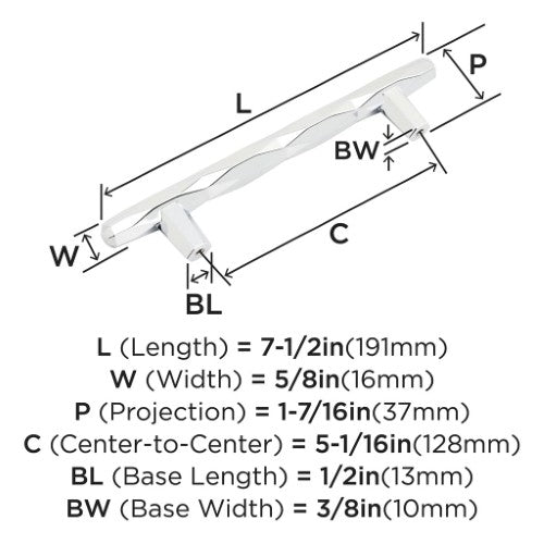 St. Vincent Zinc Polished Chrome Cabinet Pull 9
