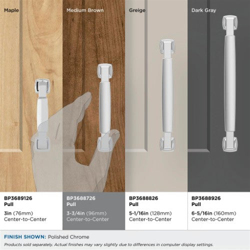 Stature Zinc Polished Chrome Cabinet Pull 35