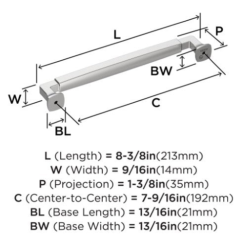 Stature Zinc Polished Chrome Cabinet Pull 16