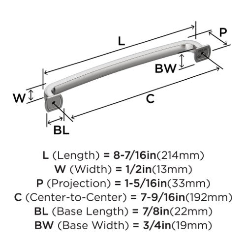 Surpass Zinc Polished Chrome Cabinet Pull 13