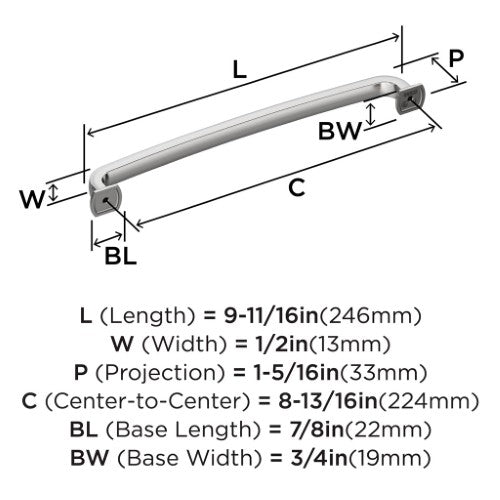 Surpass Zinc Polished Chrome Cabinet Pull 14