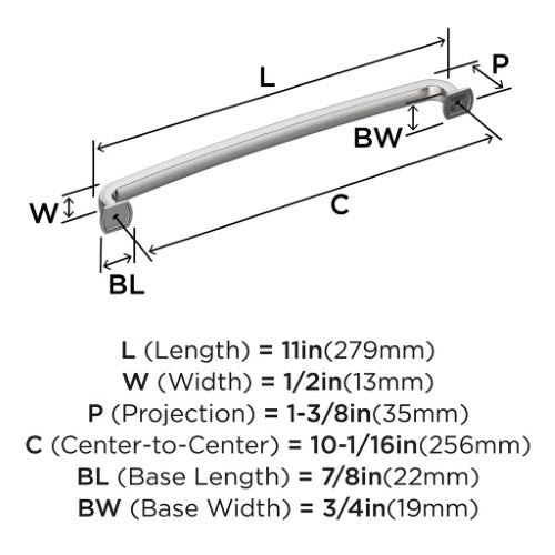 Surpass Zinc Polished Chrome Cabinet Pull 15