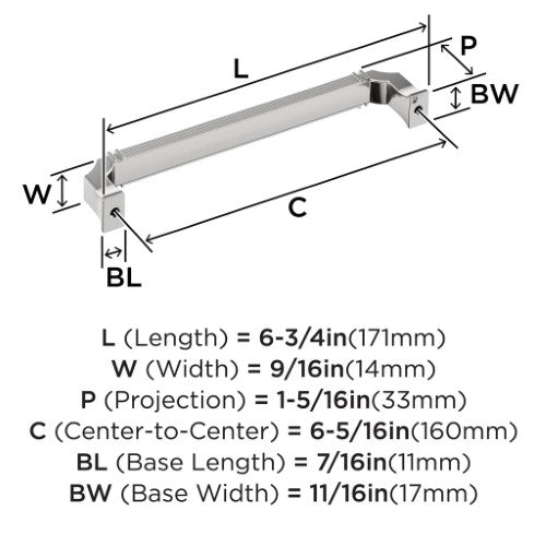 Townsend Zinc Polished Chrome Cabinet Pull 10