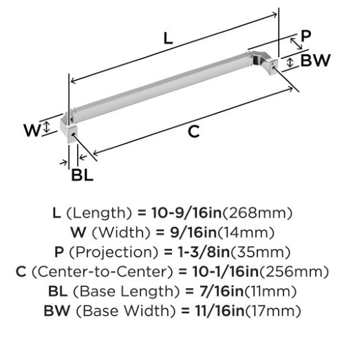 Townsend Zinc Polished Chrome Cabinet Pull 13